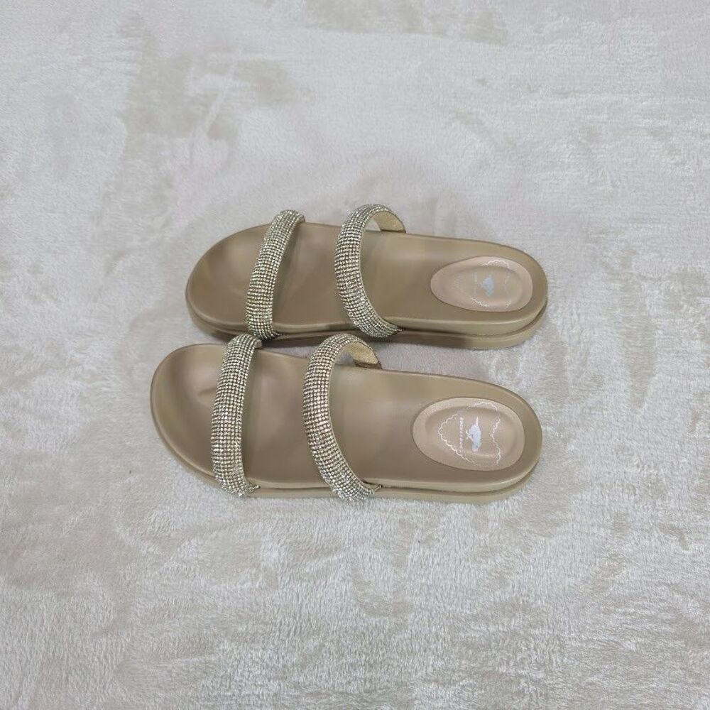 Rocket Dog Sparkle Women's Sandal Size 6M Beige Rhinestone Straps Wedge Slip On - Picture 5 of 6